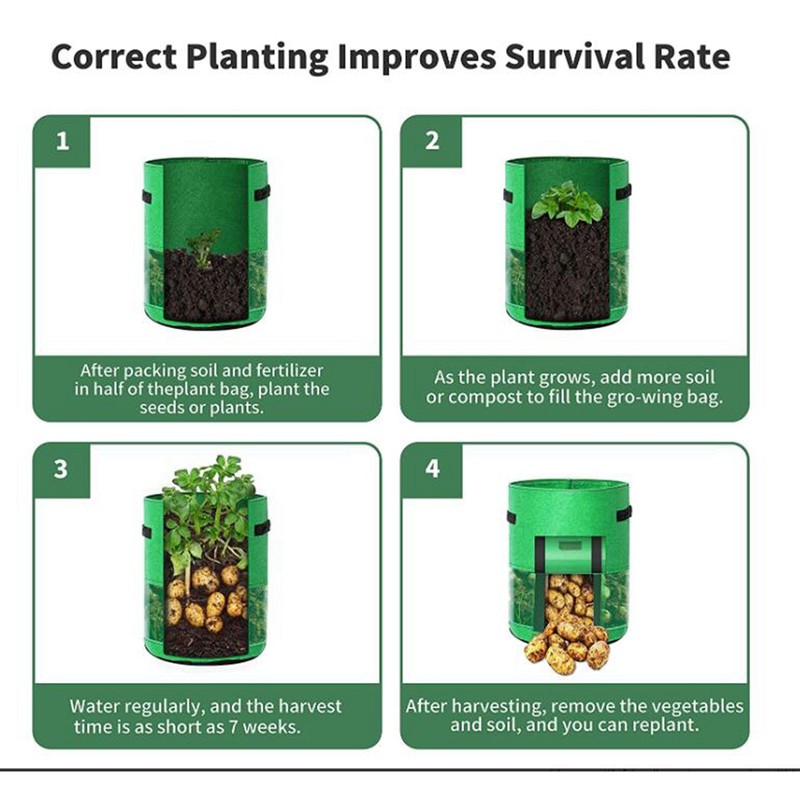 2PCS 10 Gallon Potato Plant Grow Bag Breathable Non Woven