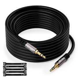 3.5mm Aux Cable 25 Feet, Male to Male Auxiliary Audio Cord Preminun Gold Plated Compatible with Headphones, iPods, iPads, iPhones, Home/Car Stereos with 5 pcs Cable Ties
