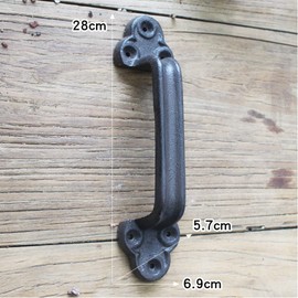 ZONADAH 28cm Cast Iron Door Handle Heavy Duty Vintage Classic C-Style Barn Door Wooden Door Pull Handle Passage Home Hallway Closet Garden Gate Shed Cabinet Door Grab Handle Indoor or Outdoor