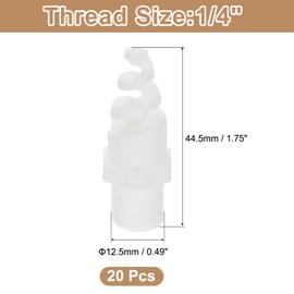 sourcing map 20Pcs Spiral Cone Nozzles, 1/4" Male PP Plastic Dust Remove Sprayer Atomization Sprinkler for Garden Watering Fire Proof Gas Cooling, White