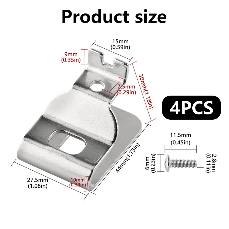 4 Pcs Replacement Belt Clips for Drill Drivers - Stainless