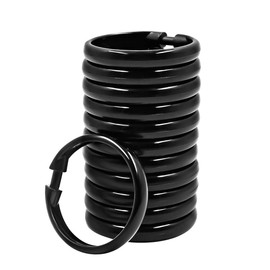 Top-spring Shower Curtain Rings, 12 PCS Circular Plastic Shower Curtain Hooks for Bathroom Shower Curtain Rods Curtains (Circular, Black)