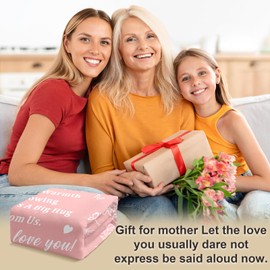 Brevcrnr Pink Blanket for Mom, Christmas White Elephant Gifts, Cute Flannel Throw Blanket 50x60, Presents for Mom from Daughter Son, Birthday Gift for Mom, Mom Blanket for Anniversary Valentines