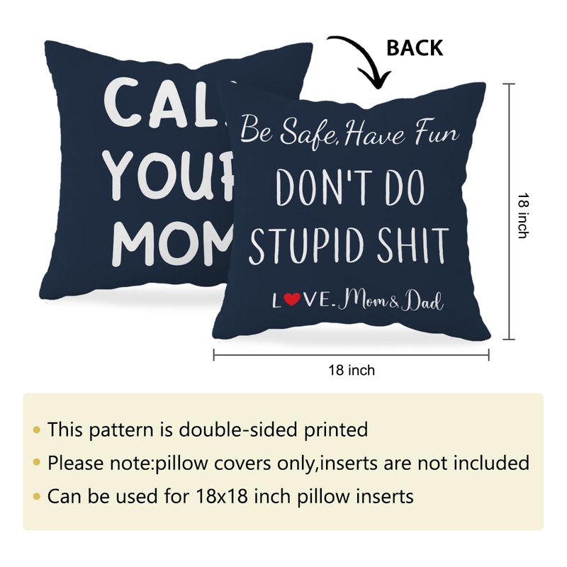 HONLUNG Call Your Mom Throw Pillow Cover 18x18,Funny College Dorm