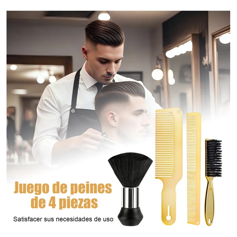 4 Piezas Peine De Acero Inoxidable Para Barbería