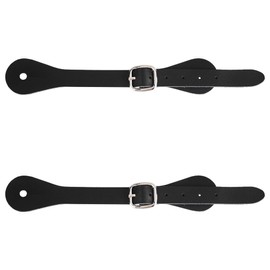 GORGECRAFT 2PCS Single Ply Spur Straps Black Genuine Leather Western Adjustable Cowboy Boots Band 7-10 Inch Detachable Buckle Shoelace Ankle Shoe Strap Belt for Men Women Horse Riders High Boots