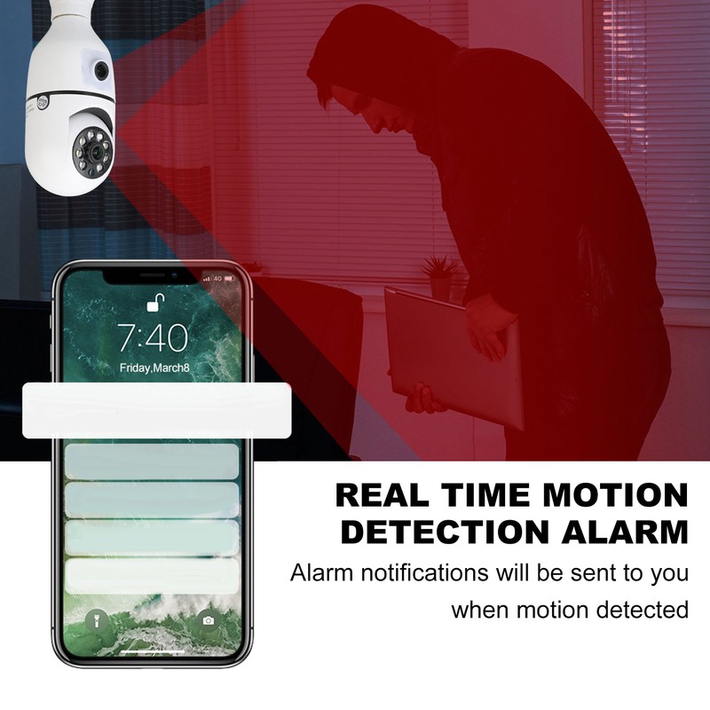 360 Degree Light Bulb Camera 1920 X 2160 Auto Tracking