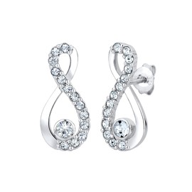 Elli Women's Infinity Earrings Endless Elegant with Crystals in 925 Sterling Silver, Facet cut, Crystal