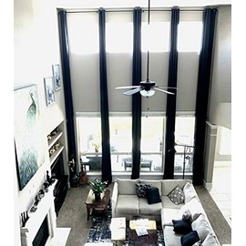 Ikiriska Blackout Extra Long Curtain. 12-24 ft Long Darkening Custom Made Drape (Black, 100" Wx168 L)