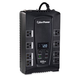 CyberPower CP825AVRLCD Intelligent LCD UPS System, 825VA/450W, 8 Outlets, AVR, Compact
