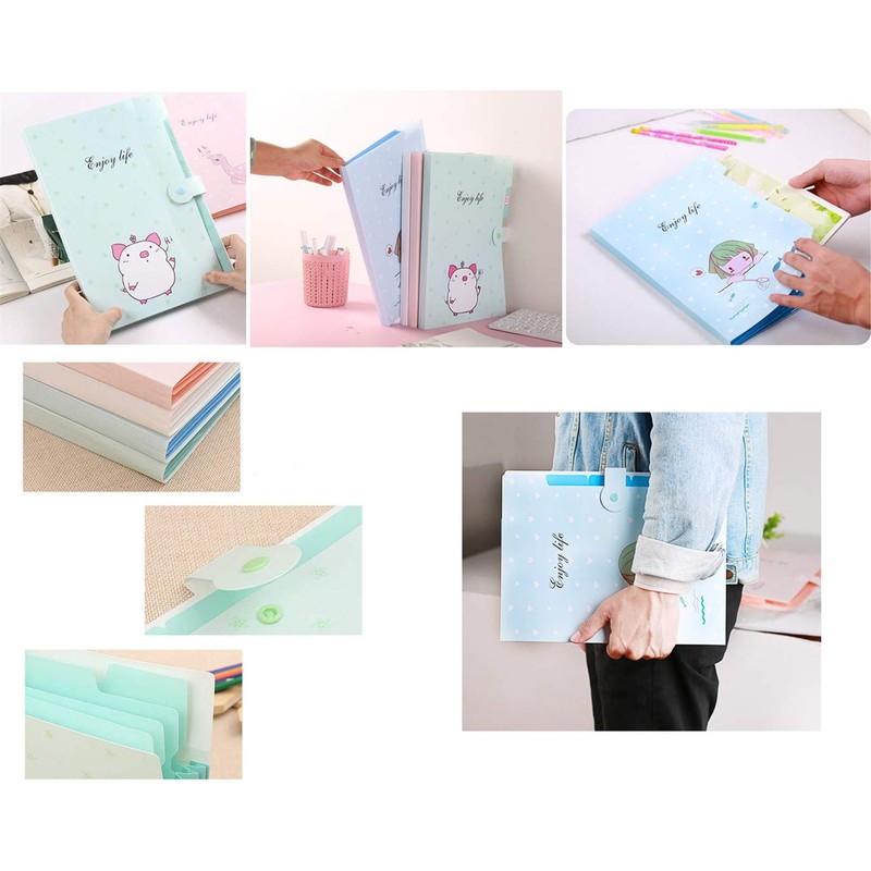 1 Pcs Cute Cartoon Plastic A4 Expanding File Folder Pockets