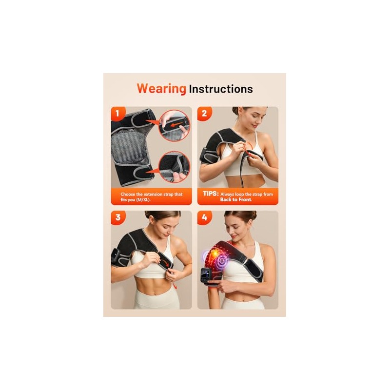 Red Light Therapy for Shoulder with Heat & Massage, 5000mAh