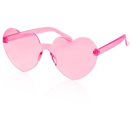 Bojueshaw Heart Shape Sunglasses - Multicolor Rimless Heart-shaped One Piece Glasses,Love Heart Shaped Glasse for Summer Party Costumes Cosplay(Pink)