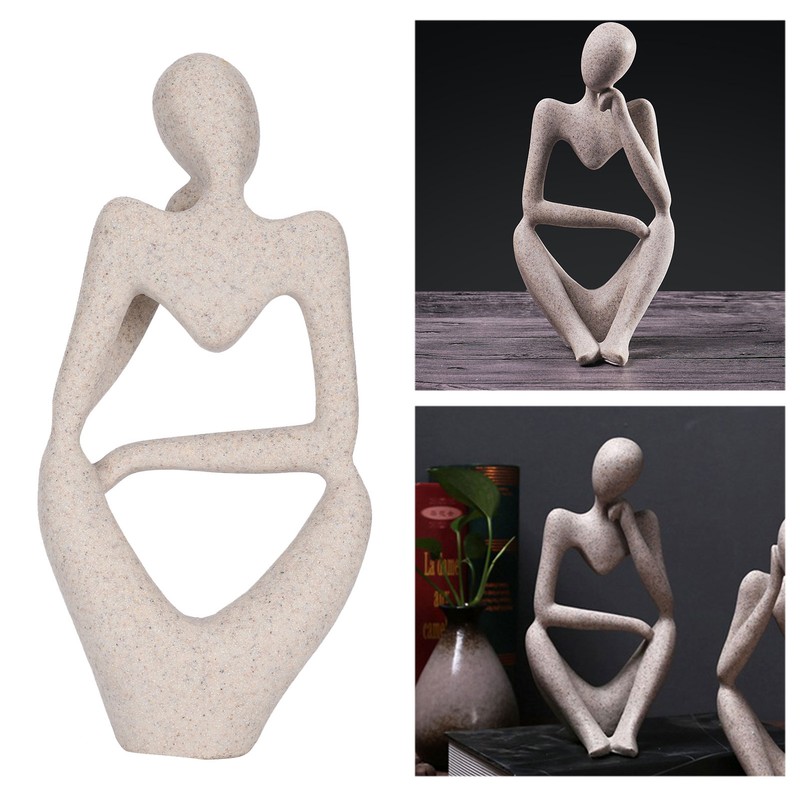Resin Thinker Sculpture Abstract Statue Collectible Figurine Home Office Desktop