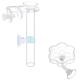 JZMYXA Aquarium Shrimp Small Fish Feeding Dish and Feeding Tube kit, Including Glass Feeder Tube Acrylic Feeder Dish and Holder, 3 Lengths Optional, 7.8 Inches, 11 Inches, 13.7 Inches (M-11 Inches)