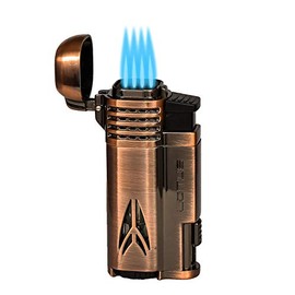 Lotus Defiant Quad Pinpoint Lighter w/Cigar Punch - Copper