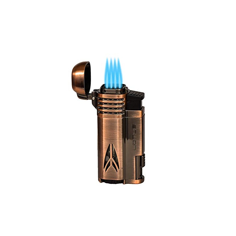 Lotus Defiant Quad Pinpoint Lighter w/Cigar Punch - Copper