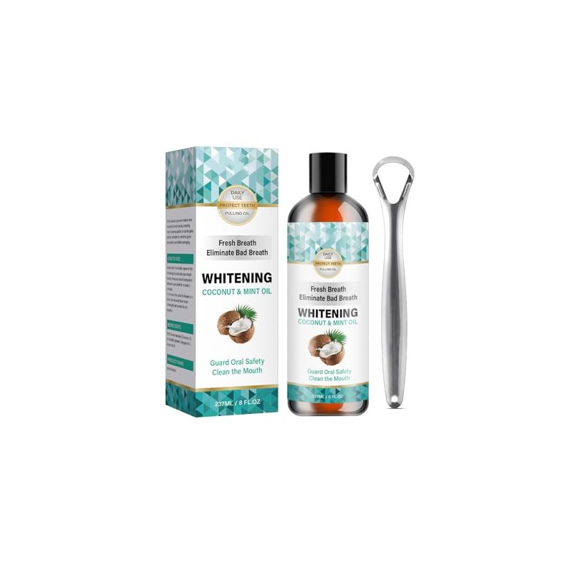 Enjuague bucal con aceite de coco y sabor a menta,