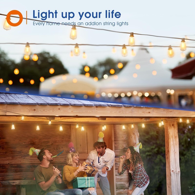 addlon 100FT(50FT*2) LED Outdoor String Lights Waterproof Patio Lights with