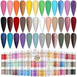 SAVILAND Color Artistry Acrylic Powder Set 36 Colors: Creative Palette Keratin Acrylic Nail Powder Pink Nude Yellow White Nail Powders Kit For Extension Carving DIY Manicure 10g