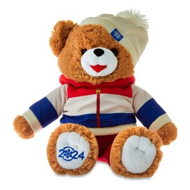 Holiday Time 2024 Snowflake Christmas 15 inch Collectible Plush Teddy Bear with Christmas Reindeer Ornament and Mini Stocking (Blue & Red Striped Sweater Boy)