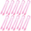 10 Pcs Plastic Buffet Serving Tongs, Clear Pink Kitchen Tongs
