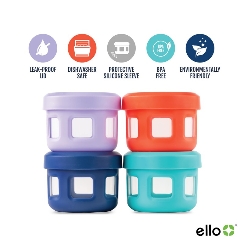 Ello Contenedores de viaje reutilizables de plástico con tapa a