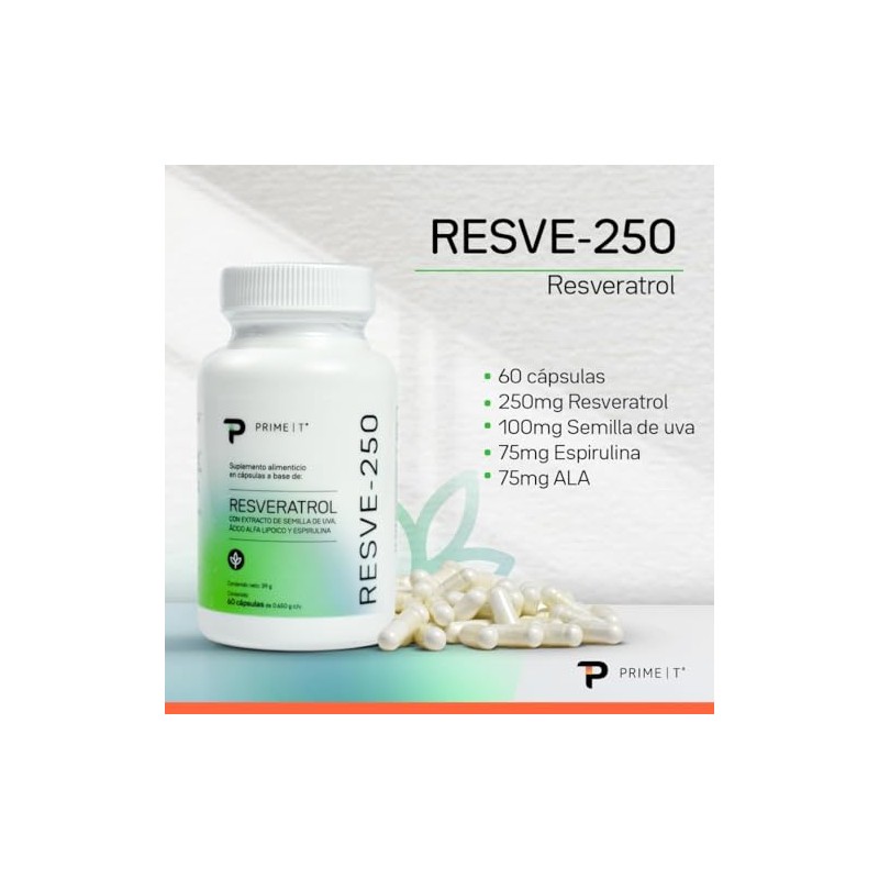 Primetech Nutrition Resveratrol Liposomado Resve-250, 60 Cáps