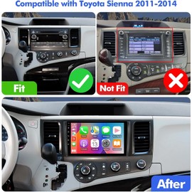 4+64G Android 13 Double Din Car Stereo for Toyota Sienna 2011-2014 with 9 Inch Touchscreen Radio Built-in Wireless Carplay/Android Auto/GPS/Bluetooth/FM/AUX/SWC/Backup Camera