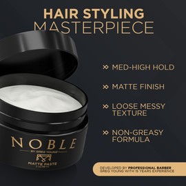 Noble By Greg Young - Strong Hold Matte Hair Paste For Men | Flexible & Long-Lasting Matte Finish Sculpting | All Hair Styles | No Flakes | All Hair Types Best Mens Hair Paste Matte | 3.8 oz
