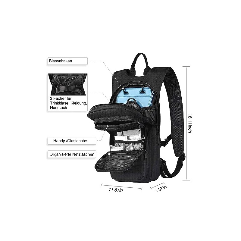 Hydration Backpack with 3L TPU Bladder, Tactical Molle Bicycle Backpack