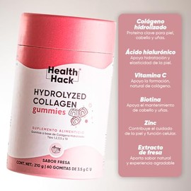 Colágeno Hidrolizado Tipo I, II, III, V Y X para Adulto 60 Gomitas h2Hack