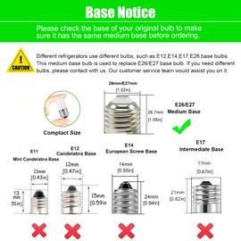 Makergroup 5304511738 LED Light Bulb Refrigerator for Frigidaire, E26 E27 Medium Base LED Fridge Bulb for KEI D34L Refrigerator Bulb Replacement, 4W Cool White 6000K 100-240V 2-Pack (Warm White)