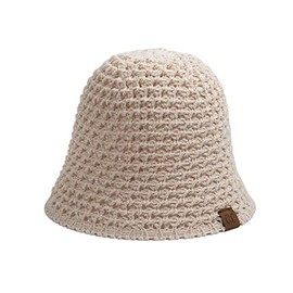 C.C Women's Chunky Open Weave Crochet Cloche Bucket Hat, Beige