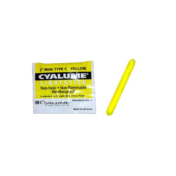 Cyalume 9-28710PF Mini ChemLight Light Stick, 2" Length, 4 Hour Duration, Green (Pack of 50)