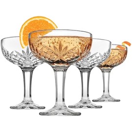Godinger Champagne Glasses, Champagne Glass Coupes, Bar Glasses Set, 6oz, Set of 4, Dublin Collection