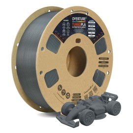 OVERTURE Turbo PLA Filament 1.75mm Rapid PLA Filament High Speed 600mm/s, 1KG Cardboard Spool (2.2lbs), Dimensional Accuracy +/- 0.02mm, Fit Most FDM Printer(Gray)