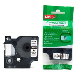 LM Tapes - Premium LM-45010 1/2" Black on Clear Label Maker Tape, Compatible with Dymo 45010 D1 Label Tape 12mm