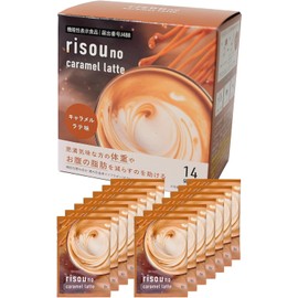 Fanfare Risou no Caramel Latte (Diet Support Drink / 14 sachets) Functional Food (Kudzu Flower Isoflavones / Charcoal / MCT Oil) Delicious Instant Individually Wrapped Stick Risou no Caramel Latte [Risou no Coffee Series]