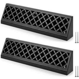 Blulu 2 Pieces 18 Inch Baseboard Register Duct Opening Size Modern Design Vent Covers for Home Floor Wall Baseboard Air Covers Supply Floor Baseboard Diffuser Including Screws (Black)