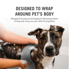 Martha Stewart - Multi-Functional Shammy Drying Towel w/TPR paw | Elegant Dog Grooming Tool for Drying & Massaging| Absorbent Microfiber Dog Grooming Drying Cloth for Pets with Hand Pockets