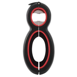 Abrelatas, Abridor de Latas Manual de Acero Inoxidable 6 en 1, Utensilios de Cocina Portátiles Multifunción para el Hogar con Mango Suave Antideslizante, para Cocina Y Restaurante (Negro Y Rojo)