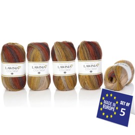 LAWINIA COLORISH Luxury Rainbow Yarn DK, Rainbow Wool for Knitting, Pack of 5 Each 100g - 350m 100% Acrylic DK Knitting Yarn, Multicoloured Wool, Ombre