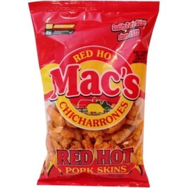 Mac's Pork Skins, 2.5 oz Bags (Pack of 4) (Red Hot)
