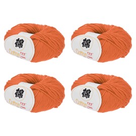 Rebower Cotton Yarn,100% Cotton Soft Knitting Yarn [for Hand DIY Bag Cushion Crocheting Knitting Project Home Decor] -4 Packages of 200g/7.05oz(Per Skein 50g/137yards)/Orange