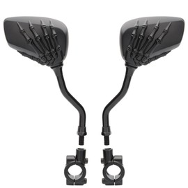 TOPCABIN 1 Pair Bicycle Mirror,Big View Bike Rear View Mirror Blindsight Multi Angle Adjustable Bike Mirror Billet Aluminum Chrome Plated Outside Skull Claw Style Also suitable for motorcycle mirror