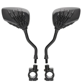 TOPCABIN 1 Pair Bicycle Mirror,Big View Bike Rear View Mirror Blindsight Multi Angle Adjustable Bike Mirror Billet Aluminum Chrome Plated Outside Skull Claw Style Also suitable for motorcycle mirror