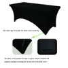 Waysle 8ft Black Fitted Spandex Tablecloths Rectangular Wedding Party Banquet