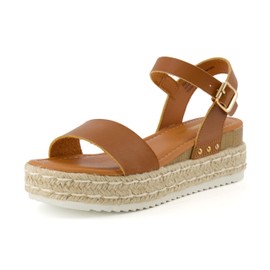 CUSHIONAIRE Women's Melissa Espadrille Platform Wedge Sandal, Tan, 9