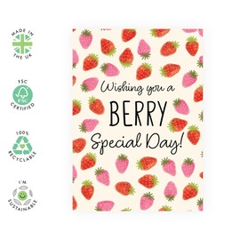 CENTRAL 23 Berry Wish Birthday Card - 'Strawberry Day' - Gifts for Friends, BFF, Aunt, Family, Cousin, Colleagues, Girlfriend, Relatives, Sister - Fruity - Comes with Fun Stickers
